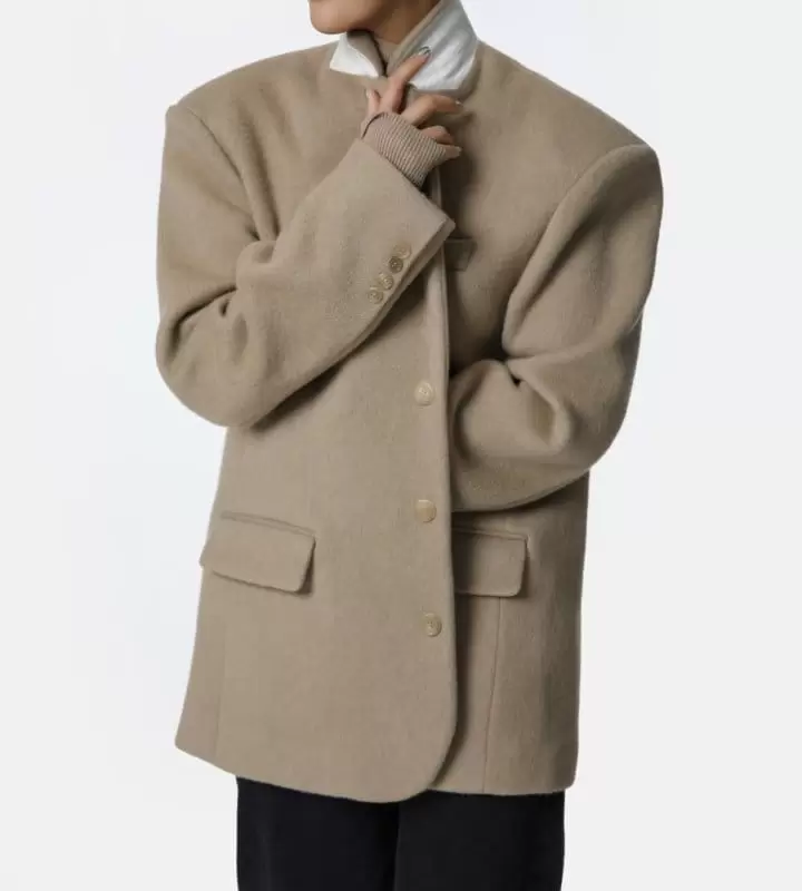 Paper Moon - Korean Women Fashion - #vintagekidsstyle - LUX camel blend wool oversized single blazer - 3