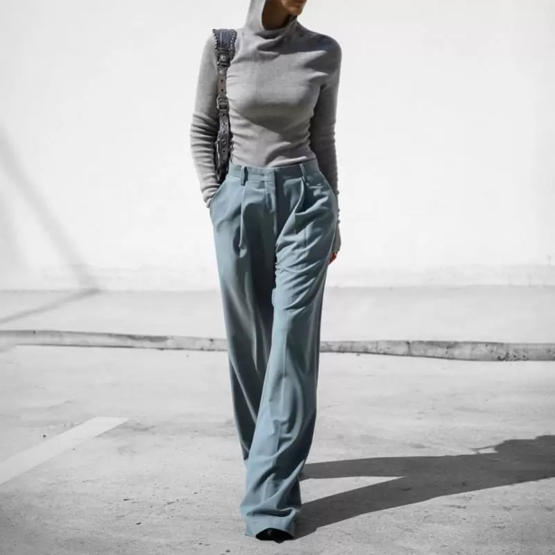 Paper Moon - Korean Women Fashion - #womensfashion - high waist one pleated wide trousers - 11