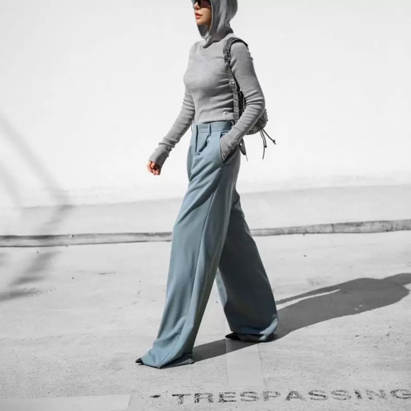 Paper Moon - Korean Women Fashion - #womensfashion - high waist one pleated wide trousers - 9