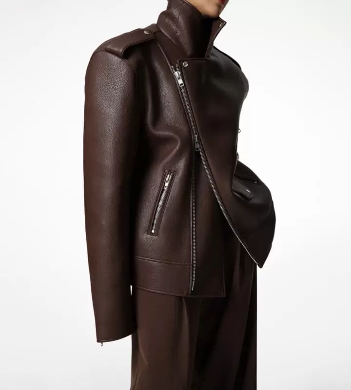 Paper Moon - Korean Women Fashion - #womensfashion - oversized chunky zipped vegan leather biker jacket