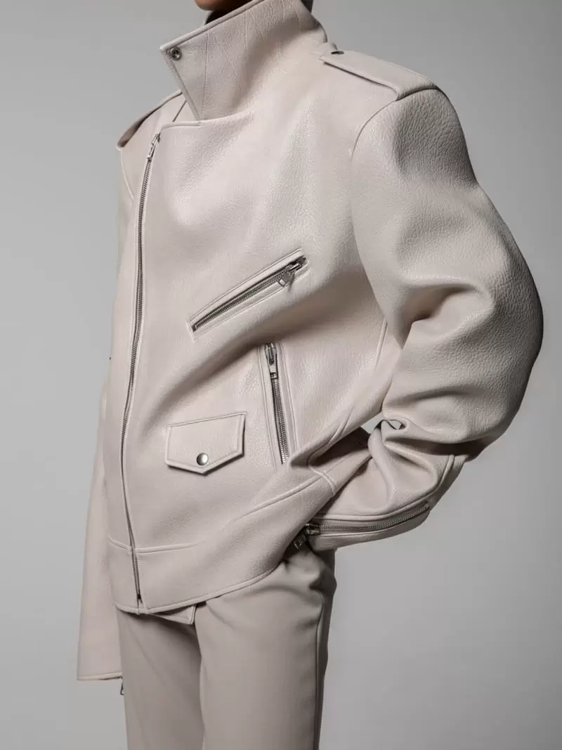Paper Moon - Korean Women Fashion - #womensfashion - oversized chunky zipped vegan leather biker jacket - 3