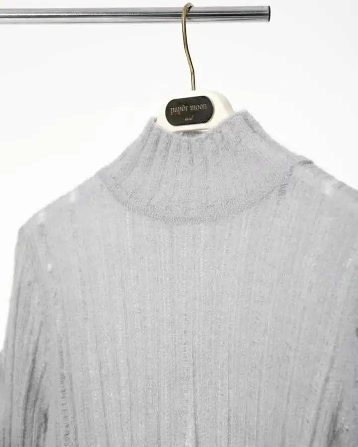 Paper Moon - Korean Women Fashion - #womensfashion - baby alpaca blend sheer mockneck knit top - 2