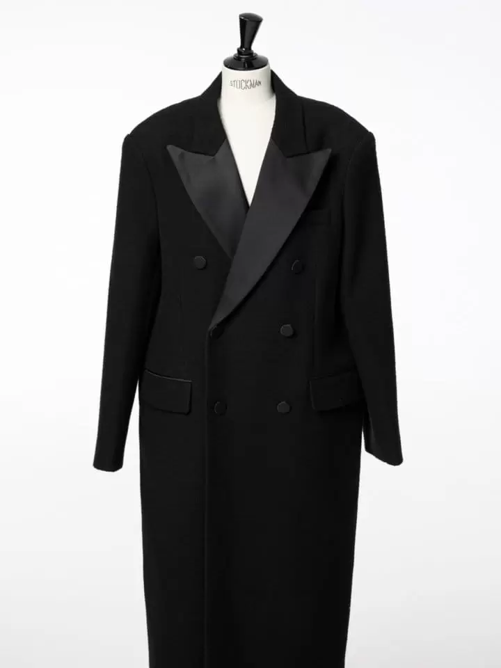 Paper Moon - Korean Women Fashion - #womensfashion - LUX Tuxedo satin peaked lapel tweed double breasted coat - 2