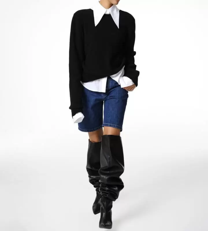 Paper Moon - Korean Women Fashion - #womensfashion - classic slim fit indigo denim bermuda shorts - 3