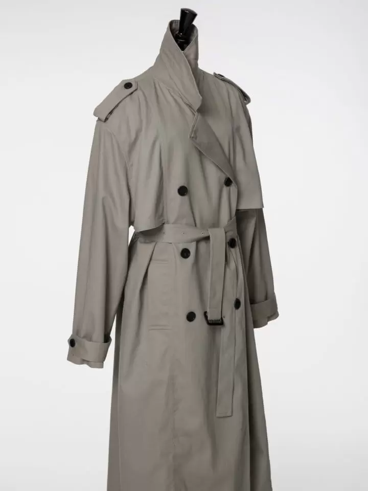 Paper Moon - Korean Women Fashion - #womensfashion - padded detail oversized double breasted trench coat