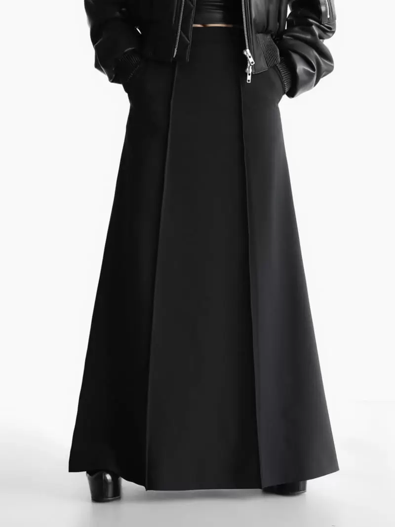 Paper Moon - Korean Women Fashion - #womensfashion - pin ~ tuck detail maxi flared skirt - 9