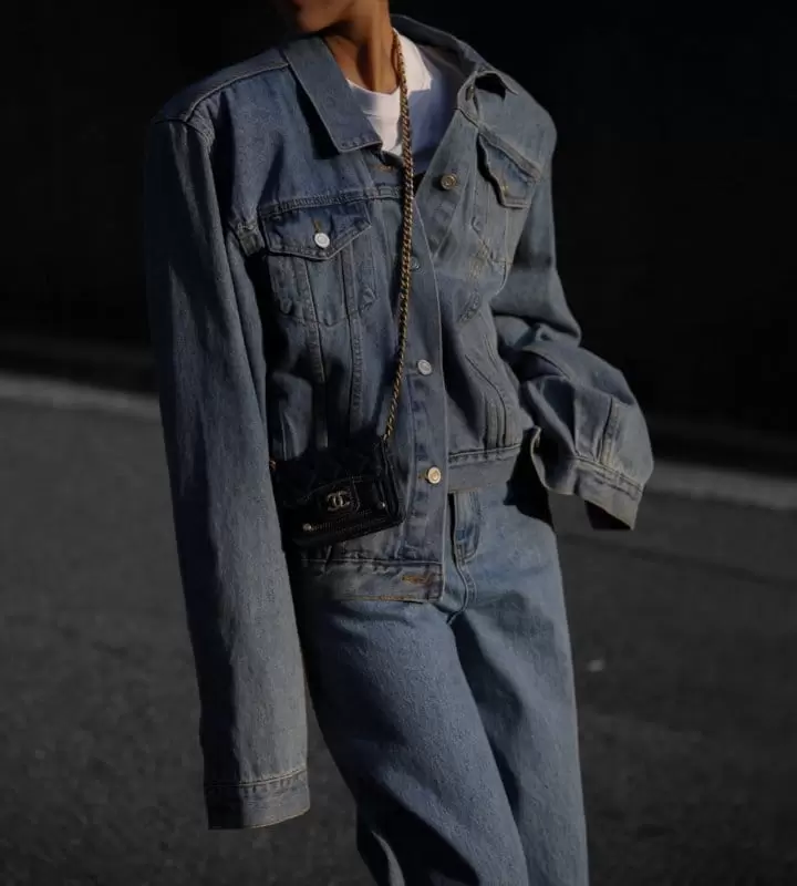 Paper Moon - Korean Women Fashion - #womensfashion - maxi padded shoulder oversized denim jacket - 2