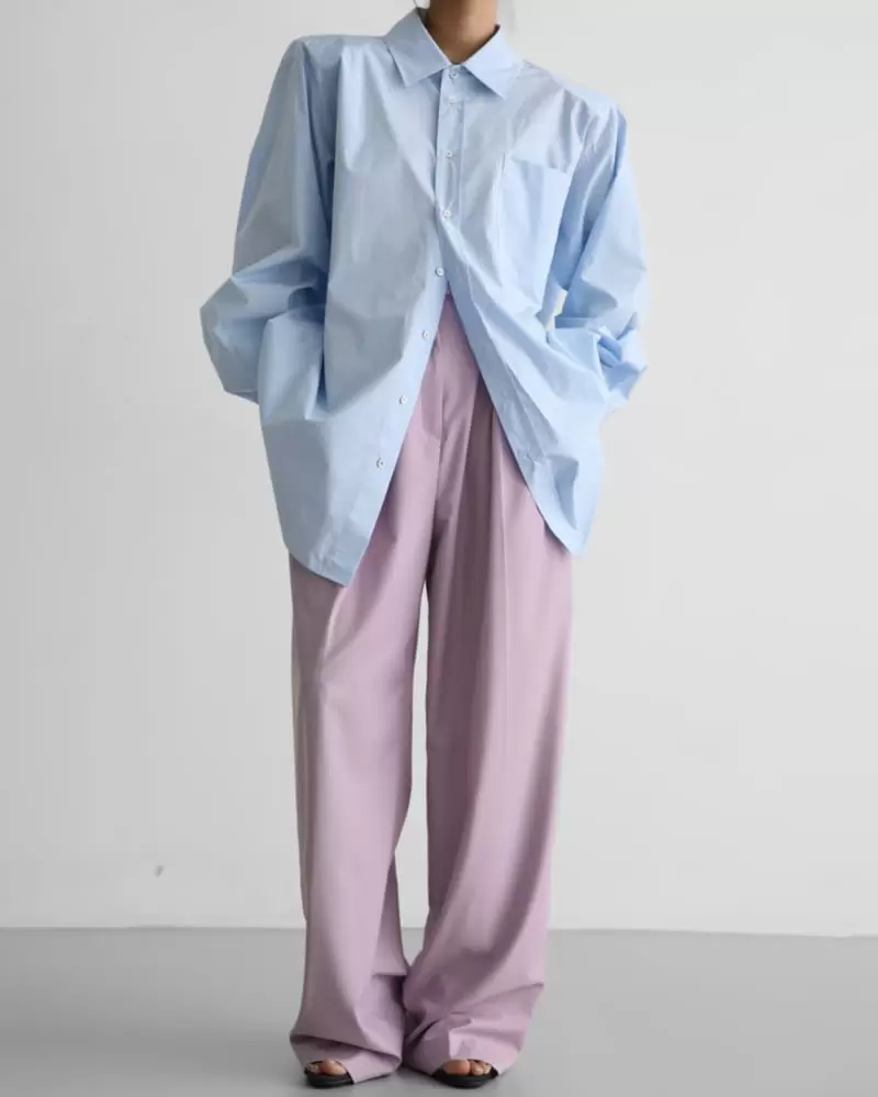 Paper Moon - Korean Women Fashion - #womensfashion - maxi oversized padded shoulder cotton button down shirt - 5