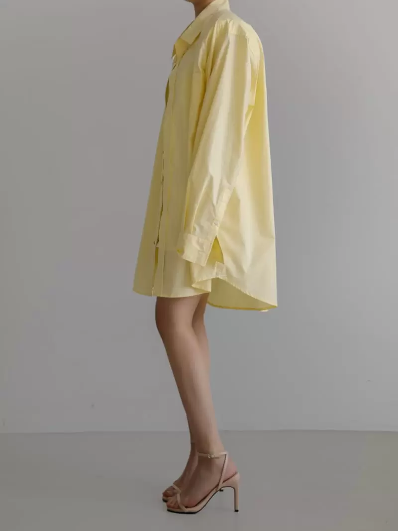 Paper Moon - Korean Women Fashion - #womensfashion - maxi oversized padded shoulder cotton button down shirt - 9