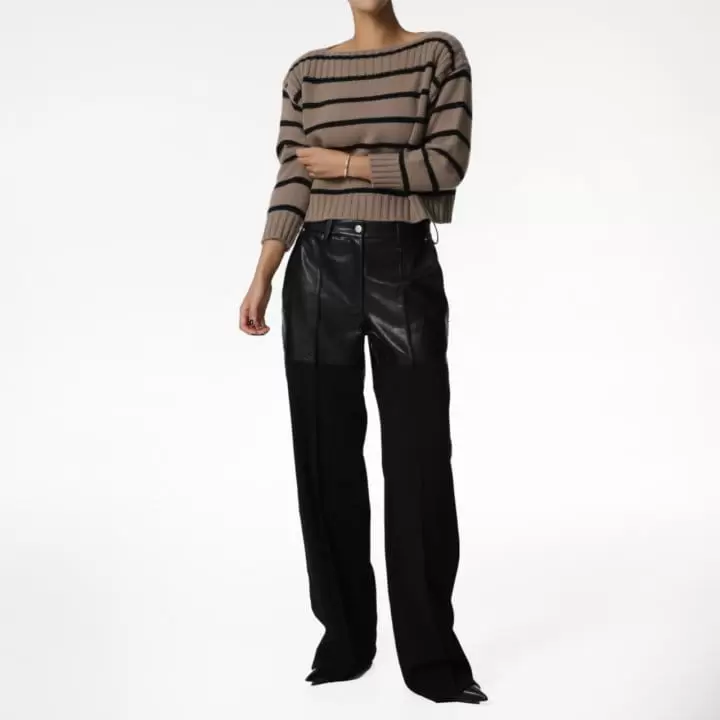 Paper Moon - Korean Women Fashion - #womensfashion - lambskin touch bi fabric wide trousers