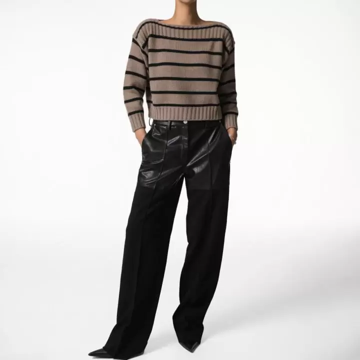 Paper Moon - Korean Women Fashion - #womensfashion - lambskin touch bi fabric wide trousers - 3