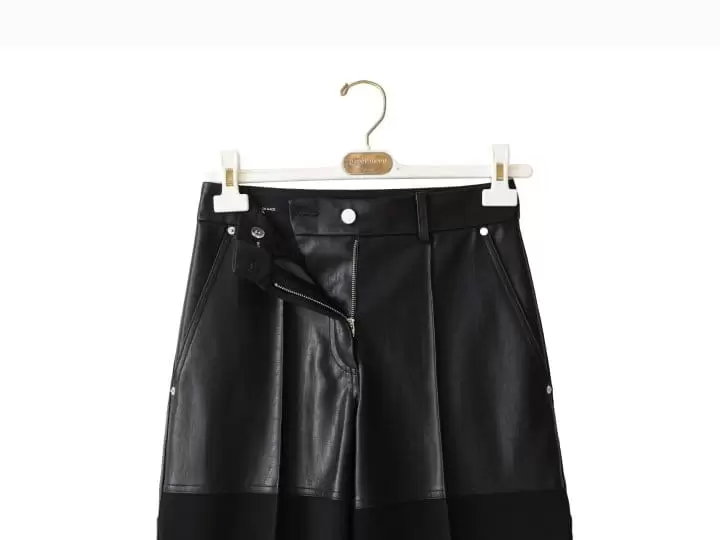 Paper Moon - Korean Women Fashion - #womensfashion - lambskin touch bi fabric wide trousers - 9