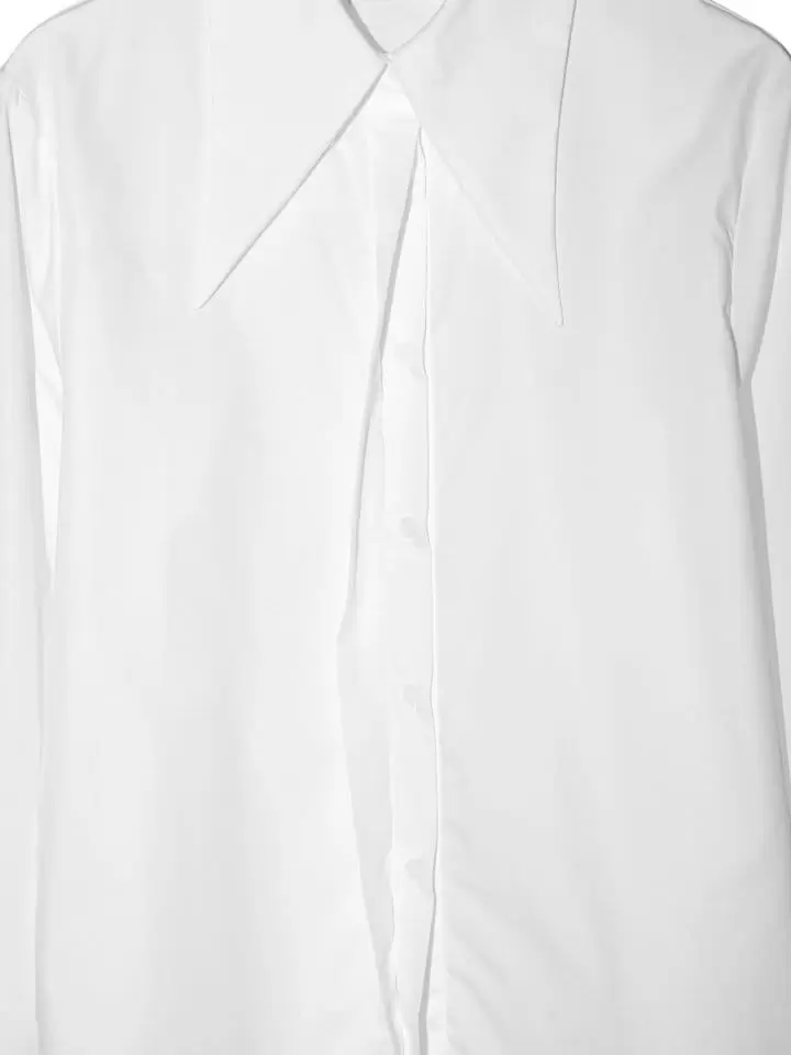 Paper Moon - Korean Women Fashion - #womensfashion - point collar maxi sleeved button down slim shirt - 5
