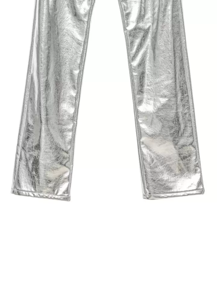 Paper Moon - Korean Women Fashion - #womensfashion - patent vegan leather coated straight pants - 10