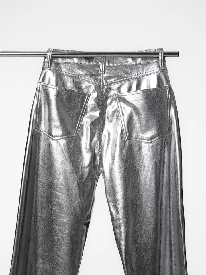 Paper Moon - Korean Women Fashion - #womensfashion - patent vegan leather coated straight pants - 6