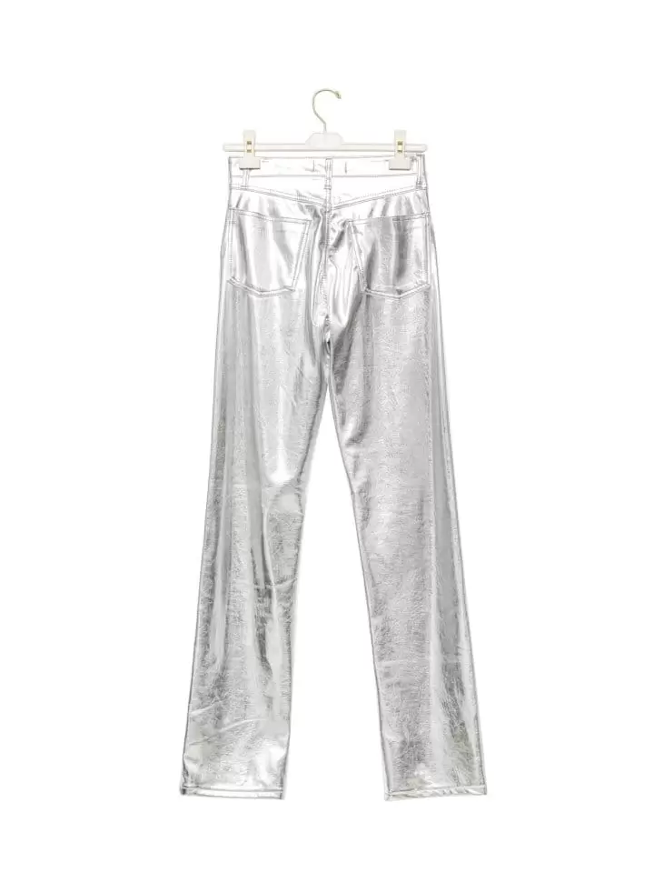Paper Moon - Korean Women Fashion - #womensfashion - patent vegan leather coated straight pants - 8