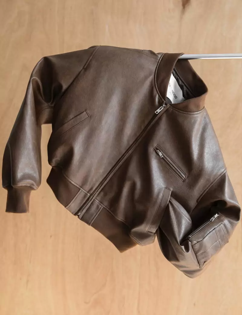 Paper Moon - Korean Women Fashion - #womensfashion - vegan leather cropped full  up bomber jacket - 9