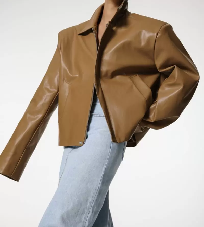 Paper Moon - Korean Women Fashion - #womensfashion - two way zipped vegan leather jacket - 11