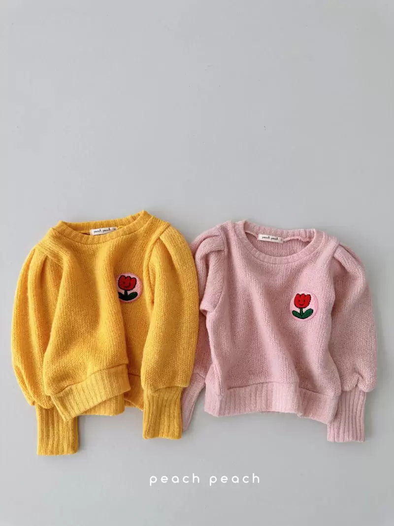 Peach Peach - Korean Children Fashion - #childofig - Flower Knit Tee - 3