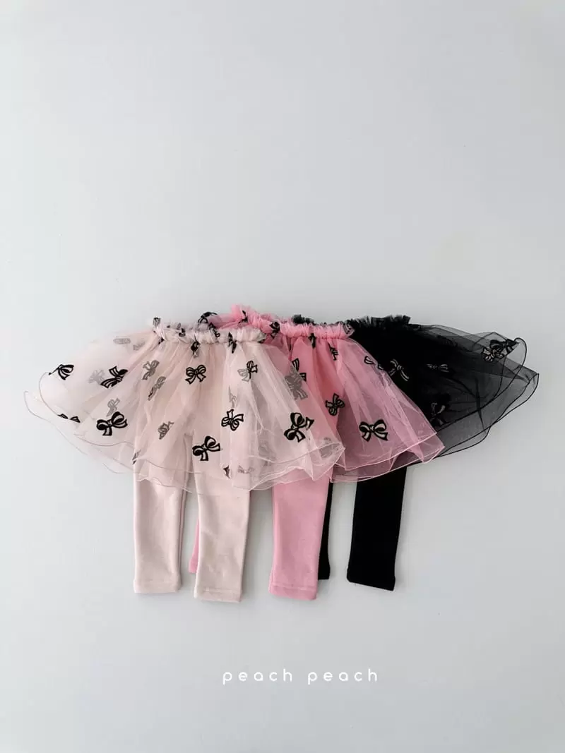 Peach Peach - Korean Children Fashion - #discoveringself - Ribbon Tutu Skirt Leggings - 2