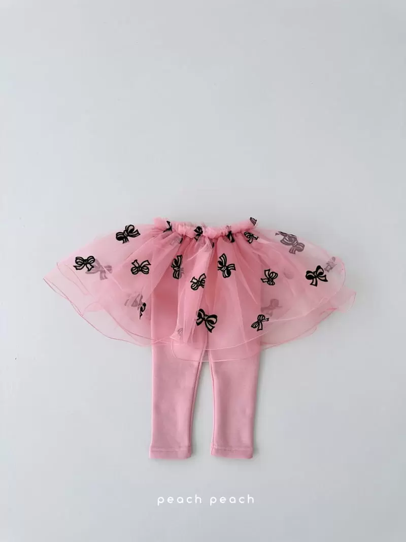 Peach Peach - Korean Children Fashion - #fashionkids - Ribbon Tutu Skirt Leggings - 4