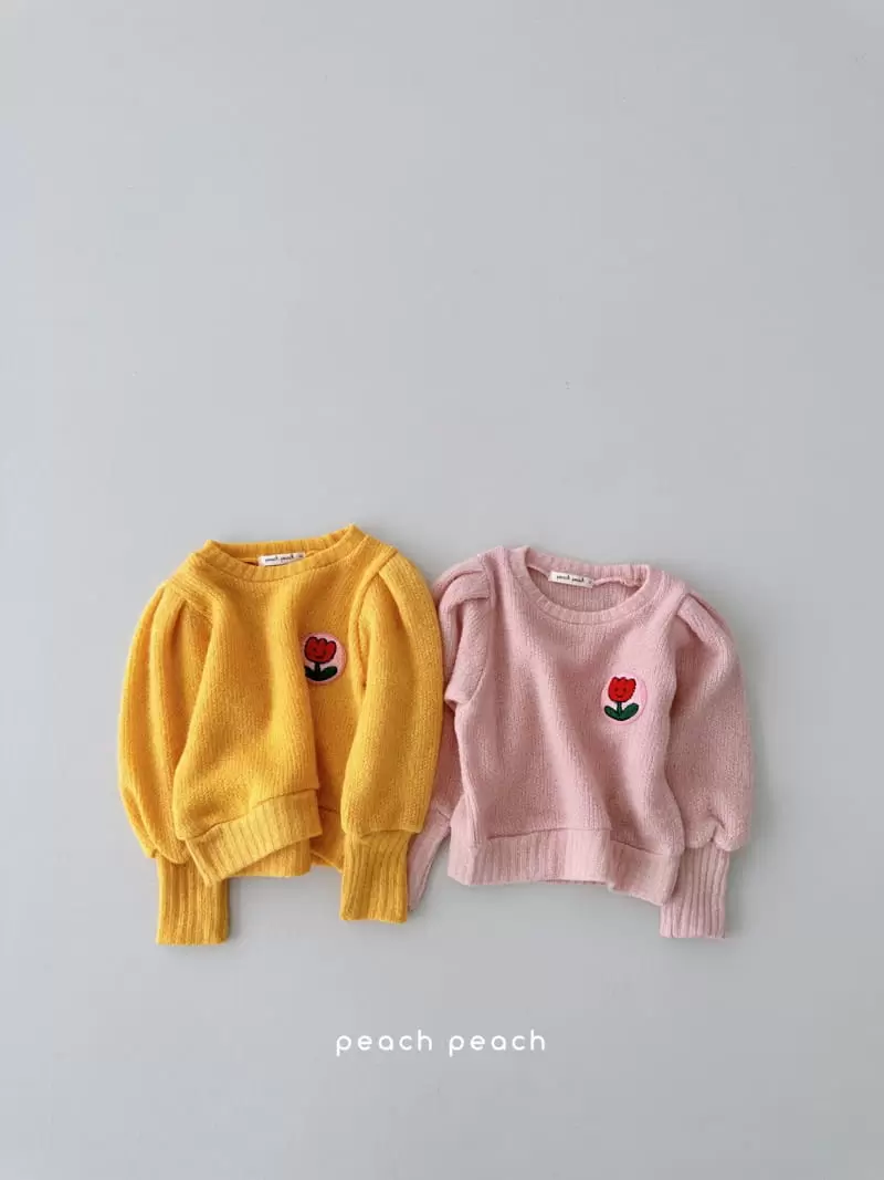 Peach Peach - Korean Children Fashion - #prettylittlegirls - Flower Knit Tee - 2