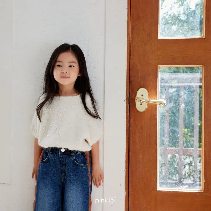 Pink151 - Korean Children Fashion - #childofig - Pearl Short Sleeves Knit Tee - 2