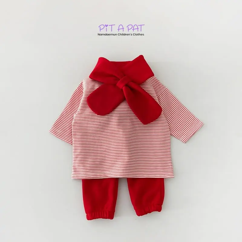 Pitapat - Korean Children Fashion - #Kfashion4kids - 7Broight Top Bottom Scarf Set - 6