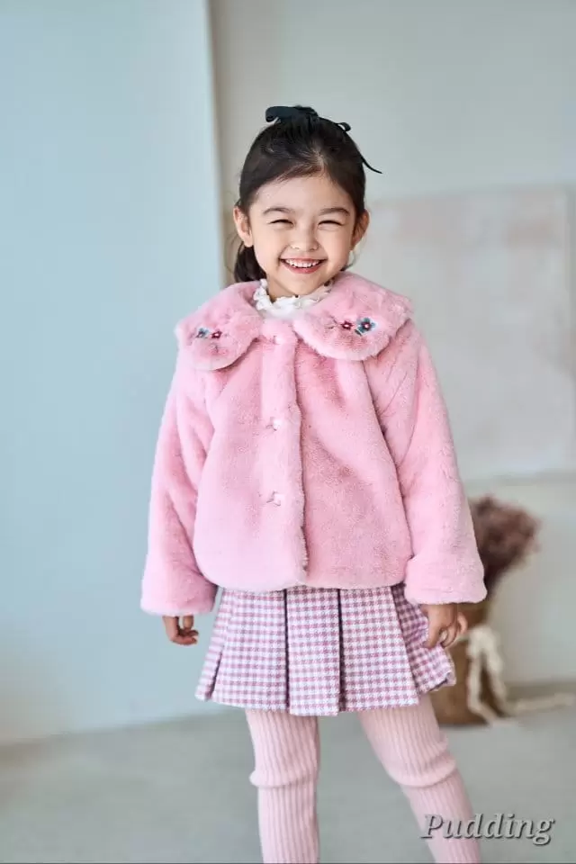 Pudding - Korean Children Fashion - #designkidswear - Mink Embroidery Coat - 6
