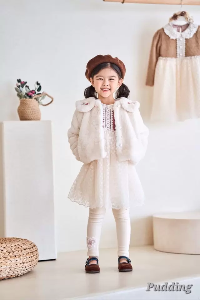 Pudding - Korean Children Fashion - #discoveringself - Mink Embroidery Coat - 7