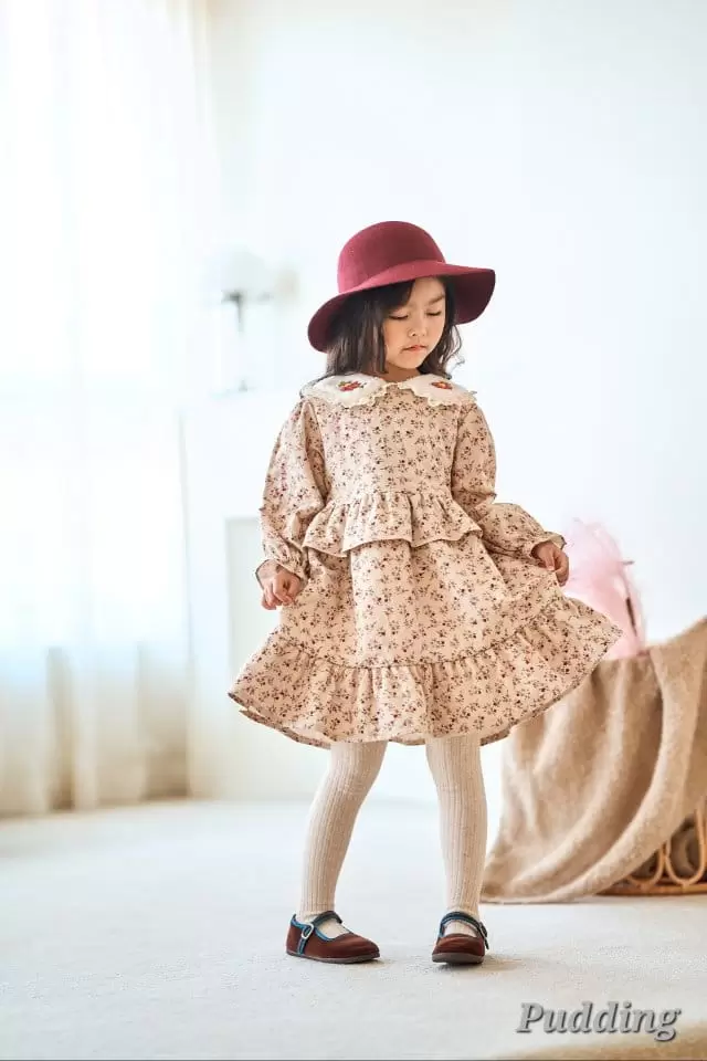 Pudding - Korean Children Fashion - #littlefashionista - Collar Embroidery One-piece - 5