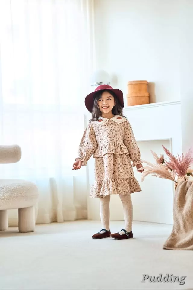 Pudding - Korean Children Fashion - #magicofchildhood - Collar Embroidery One-piece - 6