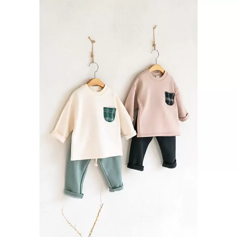 Raykids - Korean Children Fashion - #childrensboutique - Check Pocket String Top Bottom Set - 3