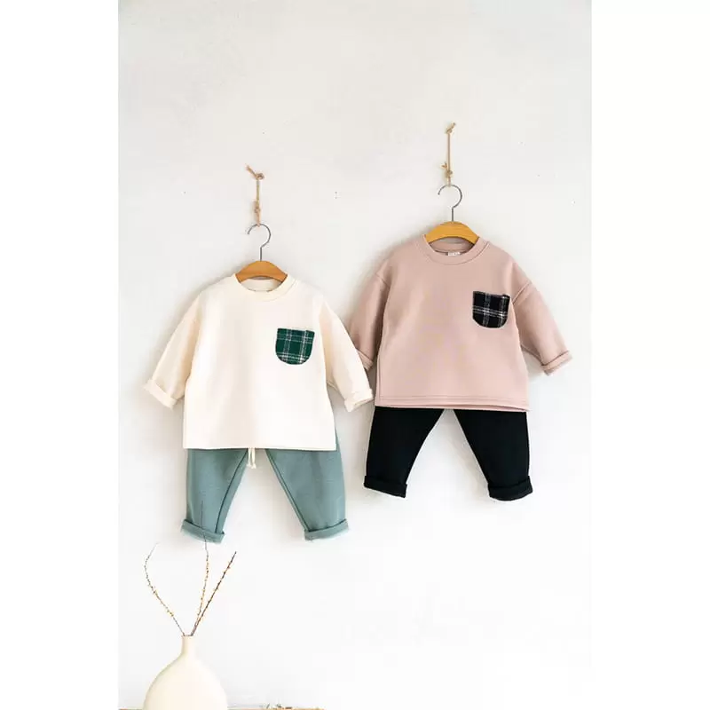 Raykids - Korean Children Fashion - #designkidswear - Check Pocket Fleece Tee - 4