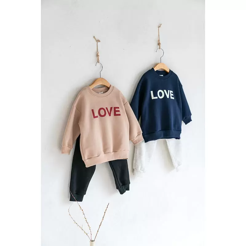 Raykids - Korean Children Fashion - #fashionkids - Love Jogger Top Bottom Set - 3