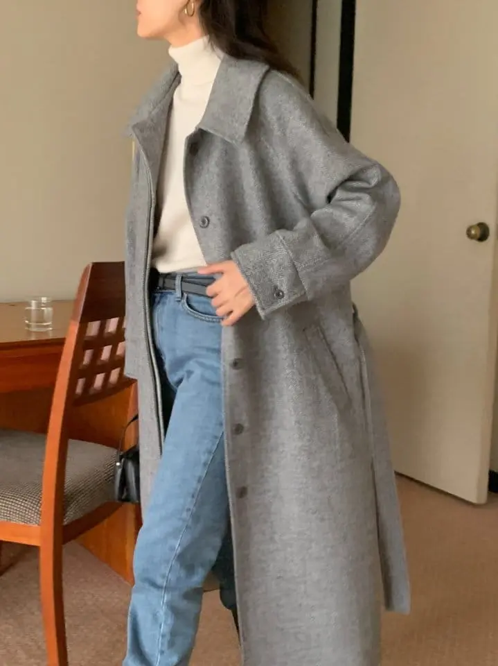 Renouveau - Korean Women Fashion - #momslook - Wool Herringbone Coat - 12