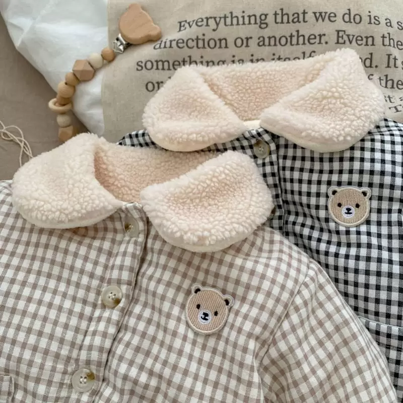 Reve Kid - Korean Baby Fashion - #babylifestyle - Bebe Bbogle Check Collar Padding Jacket