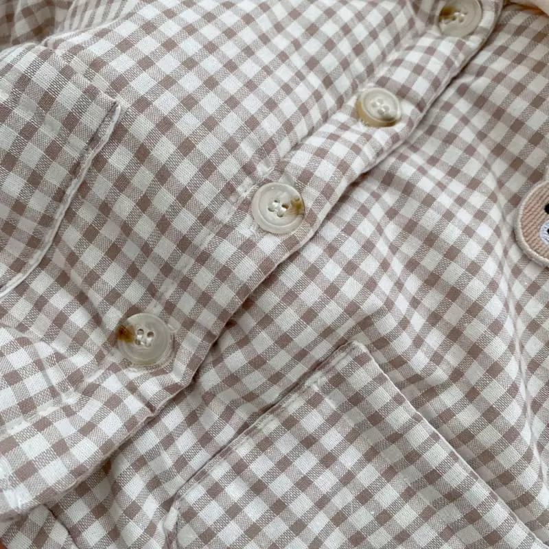 Reve Kid - Korean Baby Fashion - #babyootd - Bebe Bbogle Check Collar Padding Jacket - 4