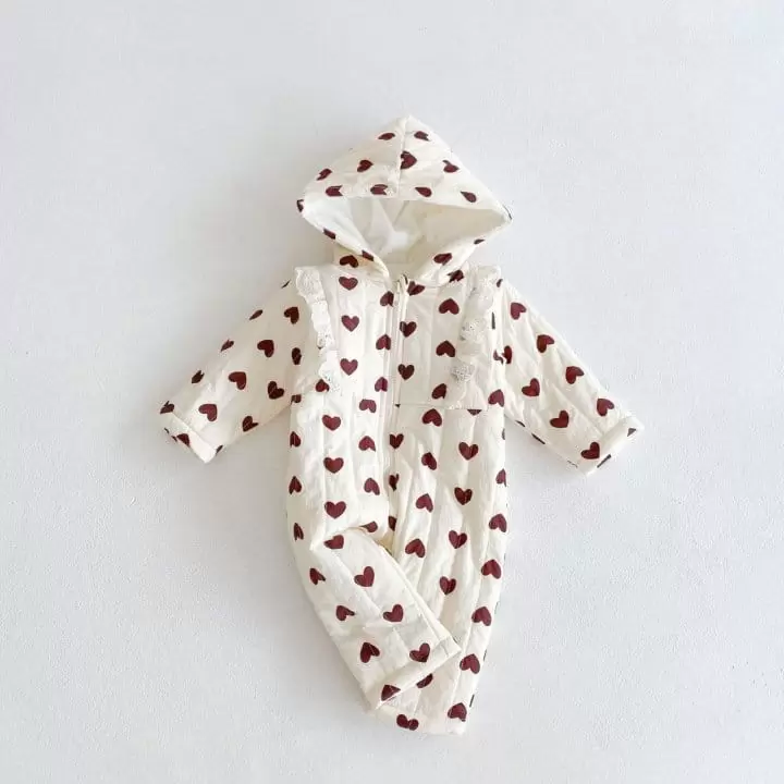 Reve Kid - Korean Baby Fashion - #onlinebabyboutique - Heart Padding Bodysuit