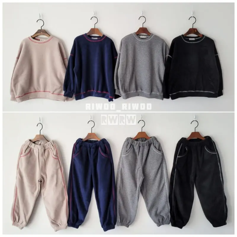 Riwoo Riwoo - Korean Junior Fashion - #childofig - Latte Fleece Top Bottom Set