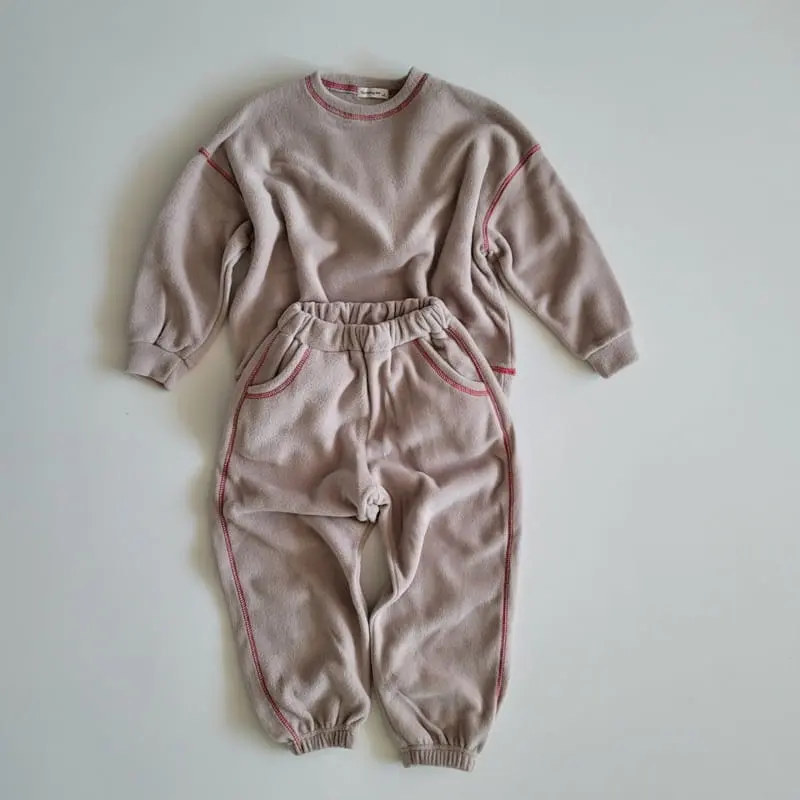 Riwoo Riwoo - Korean Junior Fashion - #magicofchildhood - Latte Fleece Top Bottom Set - 11