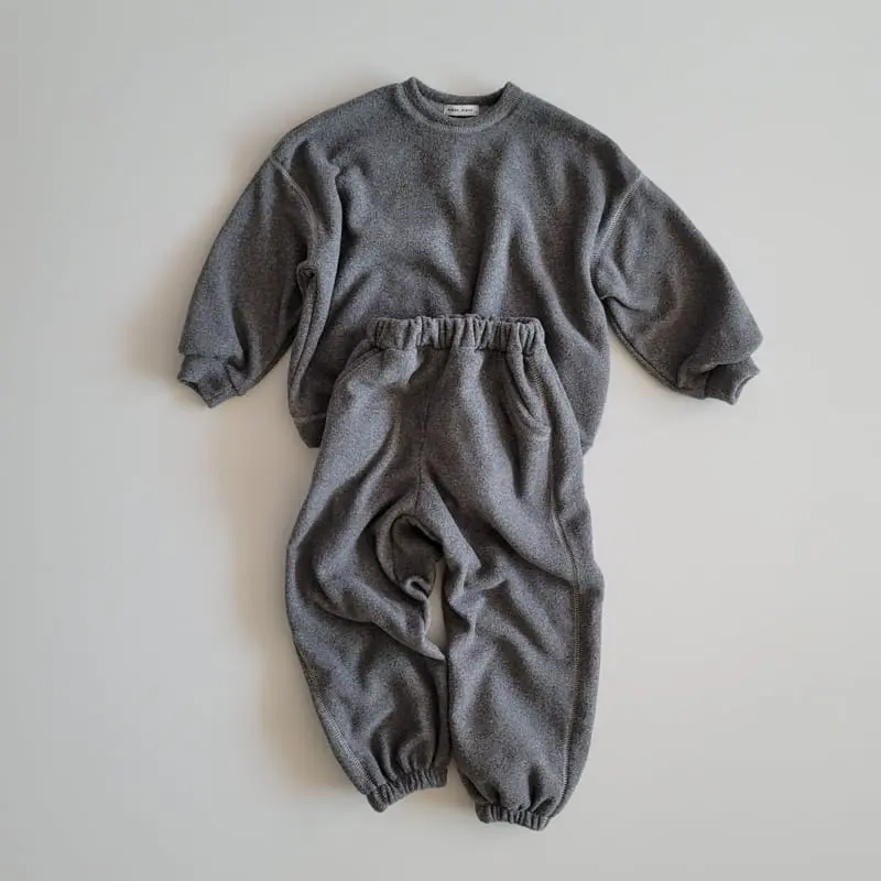 Riwoo Riwoo - Korean Junior Fashion - #minifashionista - Latte Fleece Top Bottom Set - 12