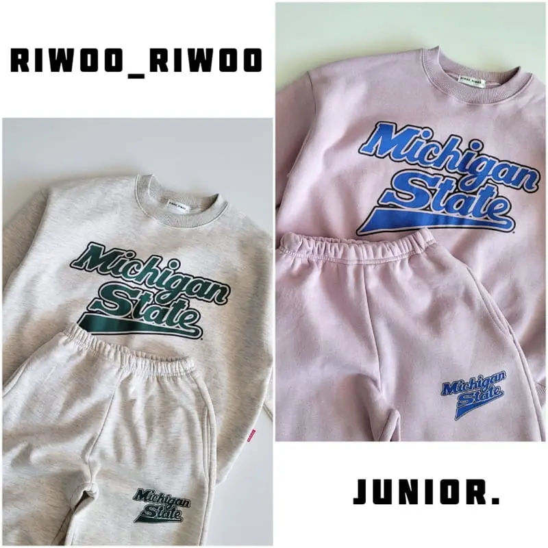 Riwoo Riwoo - Korean Junior Fashion - #prettylittlegirls - Michigan State Top Bottom Set - 10