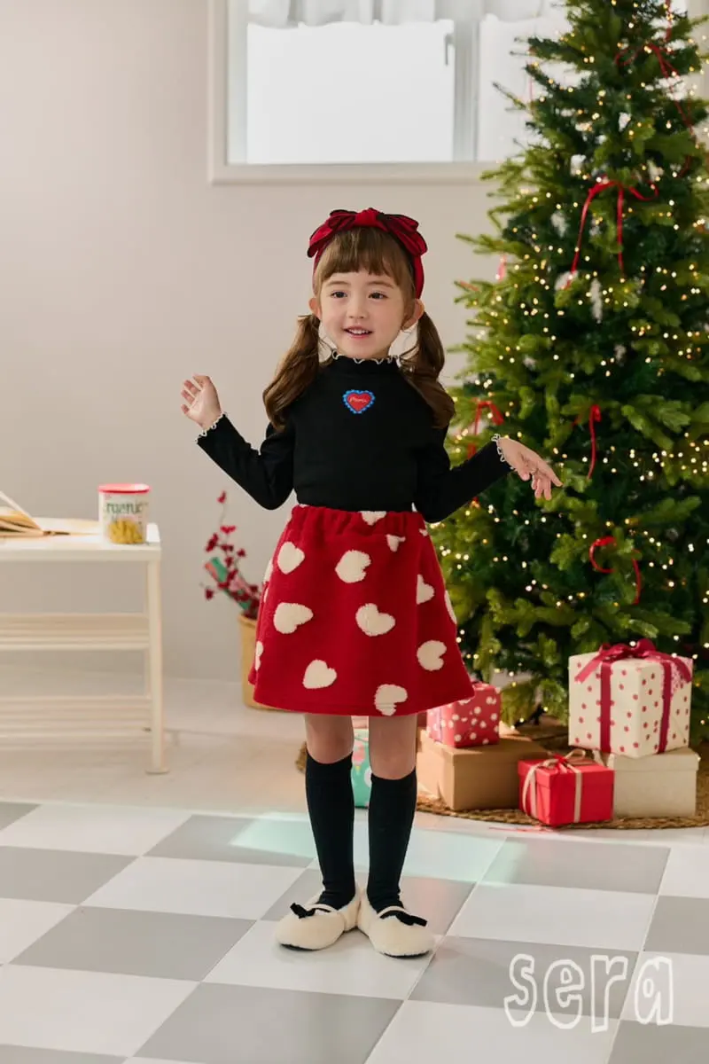 Sera - Korean Children Fashion - #Kfashion4kids - Heart Pom Pom Skirt