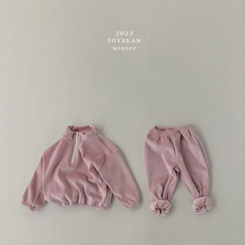 Soybean - Korean Children Fashion - #Kfashion4kids - M Half Zip-up Top Bottom Set - 9