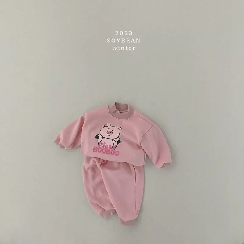 Soybean - Korean Children Fashion - #Kfashion4kids - Fleece Pig Top Bottom Set - 9