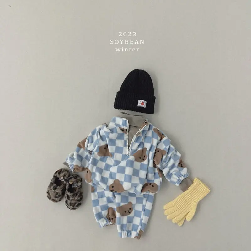 Soybean - Korean Children Fashion - #Kfashion4kids - Bear Fleece Top Bottom Set - 2