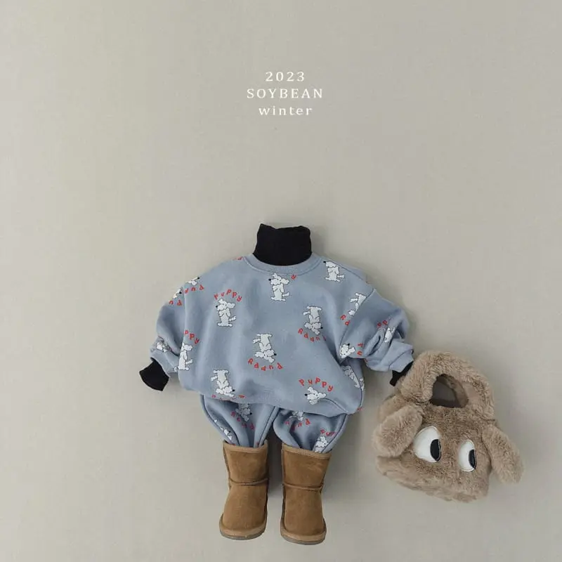 Soybean - Korean Children Fashion - #Kfashion4kids - Fleece Puppy Top Bottom SET