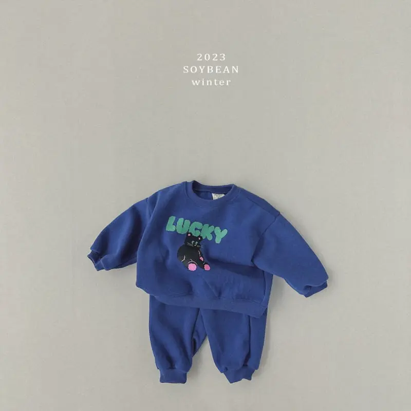 Soybean - Korean Children Fashion - #childofig - Fleece Lucky Bear Top Bottom Set - 6