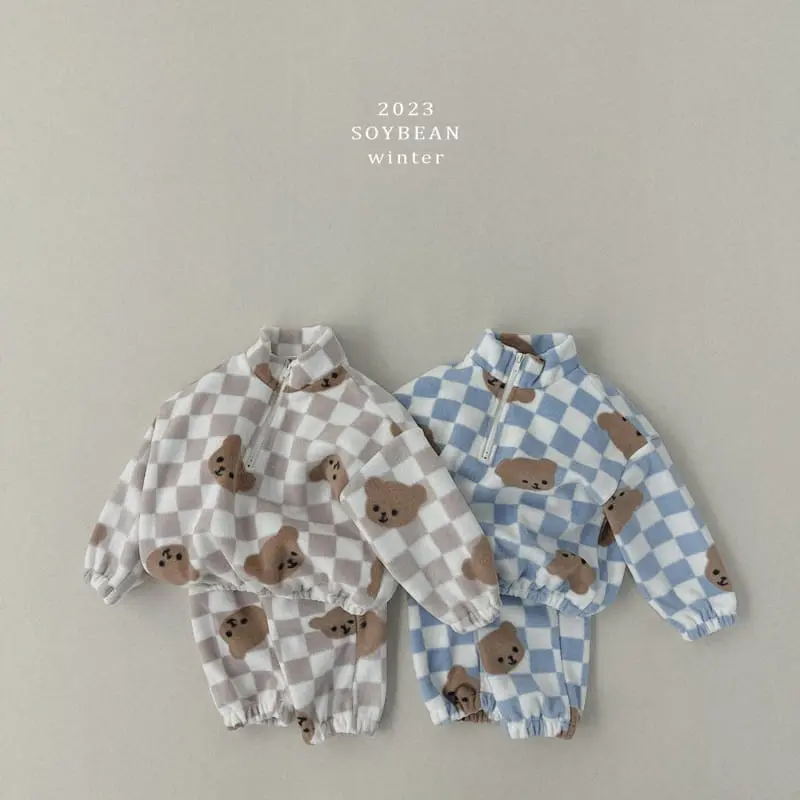 Soybean - Korean Children Fashion - #childofig - Bear Fleece Top Bottom Set - 7